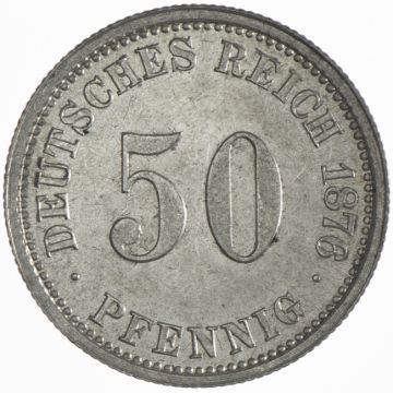 1876 Germany Silver 50 Pfennig 1876 J Stgl