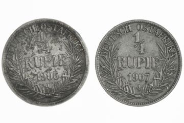 Germany Silver Lot (2) 1/4 Rupie 1906 J, 1907 J