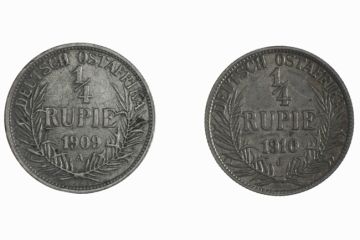 Germany Silver Lot (2) 1/4 Rupie 1909 A, 1910 J SS/VZ
