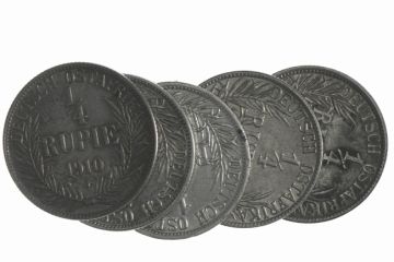 Germany Silver Lot (5) 1/4 Rupie 1910 J, 1912 J, 1913 A, J, 1914 J