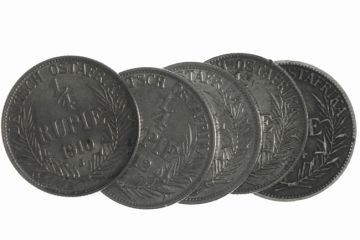 Germany Silver Lot (5) 1/4 Rupie 1910 J, 1912 J, 1913 A, J, 1914 J