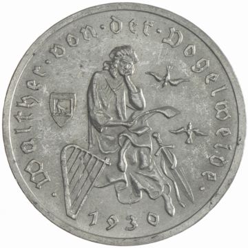 1930 Silver 3 Reichsmark 1930 A Walther von der Vogelweide VZ