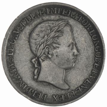 1838 Italy Silver AR Coronation Jeton Milan Ferdinand I SS+, small category.