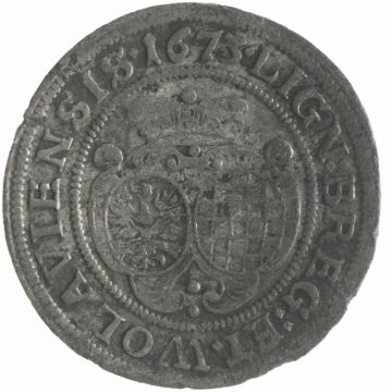 1673 Poland Silver 6 Kreuzer Brieg S+
