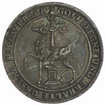 1710 Silver XII Mariengroschen Stolberg VZ, herrliche Patina, geknickt