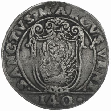 1631-1646 Italy Silver Cross Scudo 140 Soldi SS, Henkelspur oder gestopftes Loch