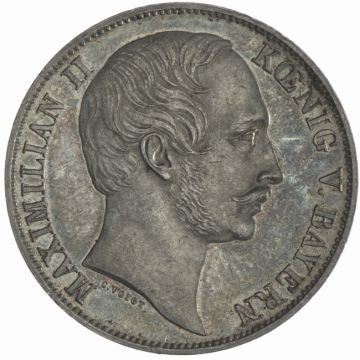1861 Silver Silver Vereinstaler  Bayern Maximilian II. Joseph