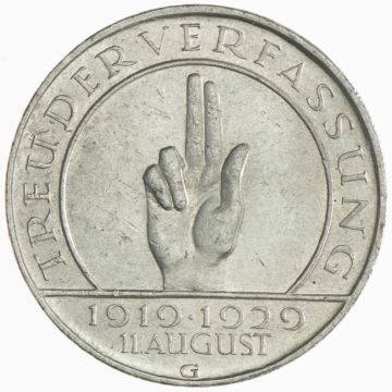 3 Reichsmark 1929 G SS, small cup.