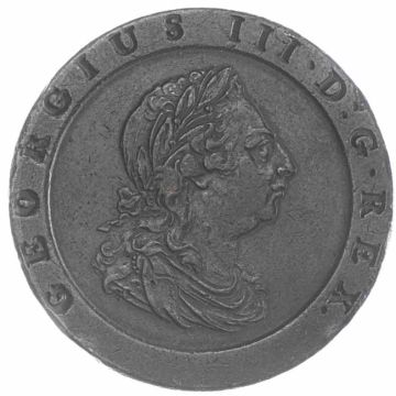 1797 Great Britain Copper Cartwheel 2 Pence VZ, various edge impacts, small cracks.