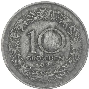 1925 1/25 oz Austria Copper-Nickel 10 Groschen with Hakenkreuz KM SS