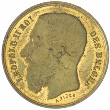 1888 Belgium Bronze AE Medal Brussels VZ, small crane.