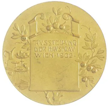 1902 1/25 oz vergoldete Kupfermedaille Ausstellung der Hausfrau 1902 VZ, test lane at the edge