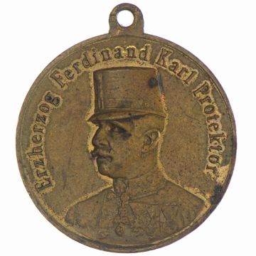 1907 Copper Portable AE Medal, for the exhibition THE CHILD VZ, small spots, with eyelet.