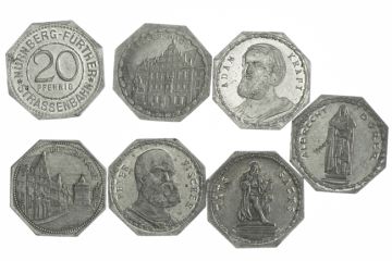 Aluminum Lot (7) aluminum emergency money Nuremberg-Furth SS-VZ, small kr.