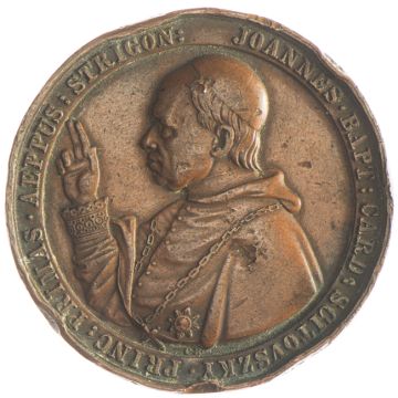 1859 Copper AE medal on the 50th priest jubilee SS, unfortunately hammered on the edge, RARE