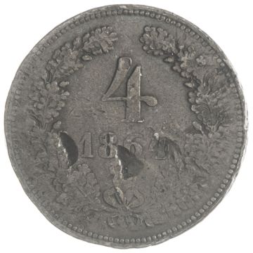 1864 Austria Copper 4 Kreuzer 1864 B Technikum S, various strikes, Rv minting with Cyrillic letters.
