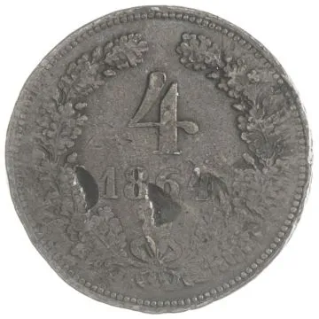 1864 1/25 oz Austria Copper 4 Kreuzer 1864 B Technikum S, various strikes, Rv minting with Cyrillic letters.