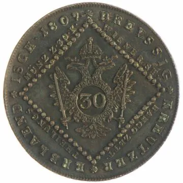 1807 1/25 oz Copper 30 Kreuzer 1807 A VZ, l. dez., etwas 