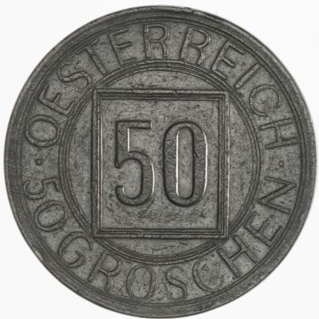 1934 Copper-Nickel 50 Groschen, so-called Nachtschilling VZ