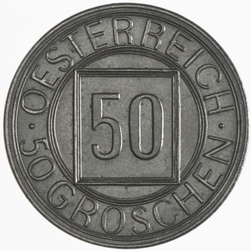 1934 Copper-Nickel 50 Groschen, so-called Nachtschilling VZ
