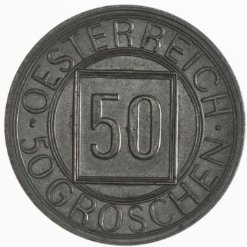 1934 Copper-Nickel 50 Groschen, so-called Nachtschilling VZ