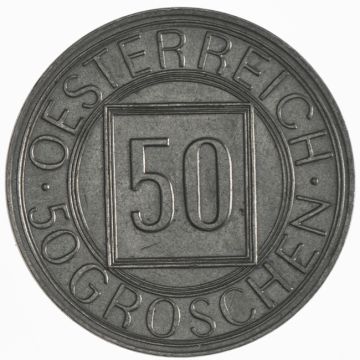 1934 Copper-Nickel 50 Groschen, so-called Nachtschilling VZ