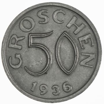 1936 Austria Copper-Nickel 50 Groschen VZ