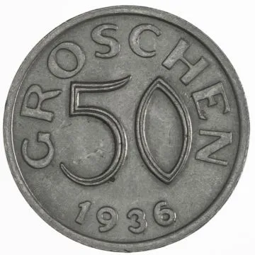 1936 1/25 oz Austria Copper-Nickel 50 Groschen VZ