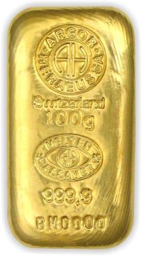 100g Switzerland Gold 100 g Switzerland Argor-Heraeus Gold Bar cast customary in banking