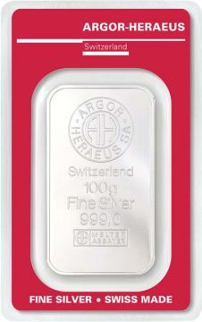 100g Switzerland Silver Minted Classic customary in banking