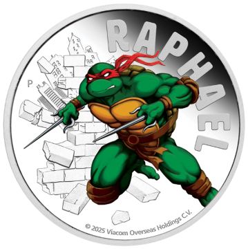 2025 1 oz Tuvalu Silver 2025 1oz Tuvalu Teenage Mutant - Ninja Turtles - Raphael .9999 Silver Coloured Proof Coin PP