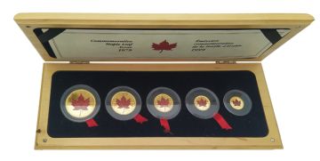 1999 59.09g Canada Gold 1979-1999 Canada Gold Maple Leaf 5-coin Coloured Set Proof